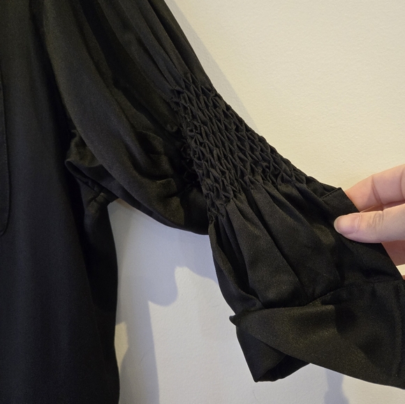 Haider Ackermann Black Silk Pleated Sleeve Blouse Size 36 - Picture 3 of 10